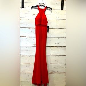 Cinderella Scarlet Halter Prom Gown
